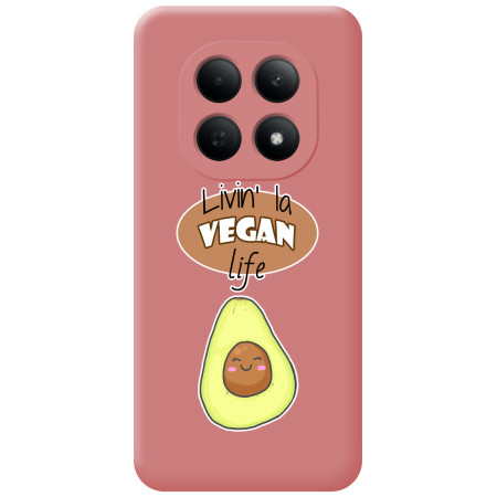 Funda Silicona Líquida Rosa para Xiaomi Poco M8 5G diseño Vegan Life Dibujos