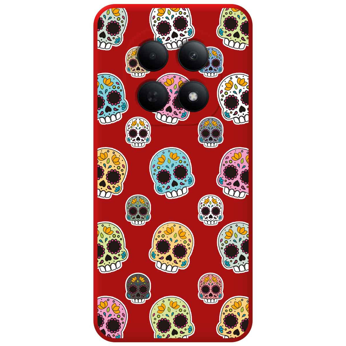 Funda Silicona Líquida Roja para Xiaomi Poco M8 5G diseño Catrina Dibujos