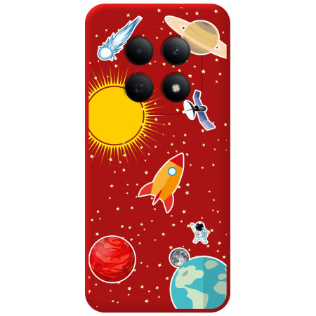 Funda Silicona Líquida Roja para Xiaomi Poco M8 5G diseño Espacio Dibujos