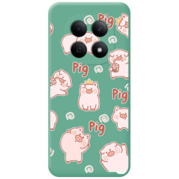 Funda Silicona Líquida Verde para Xiaomi Poco M8 5G diseño Cerdos Dibujos