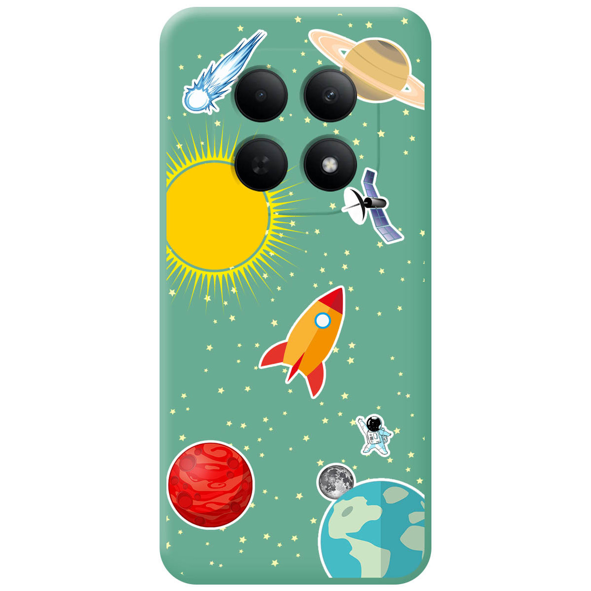 Funda Silicona Líquida Verde para Xiaomi Poco M8 5G diseño Espacio Dibujos