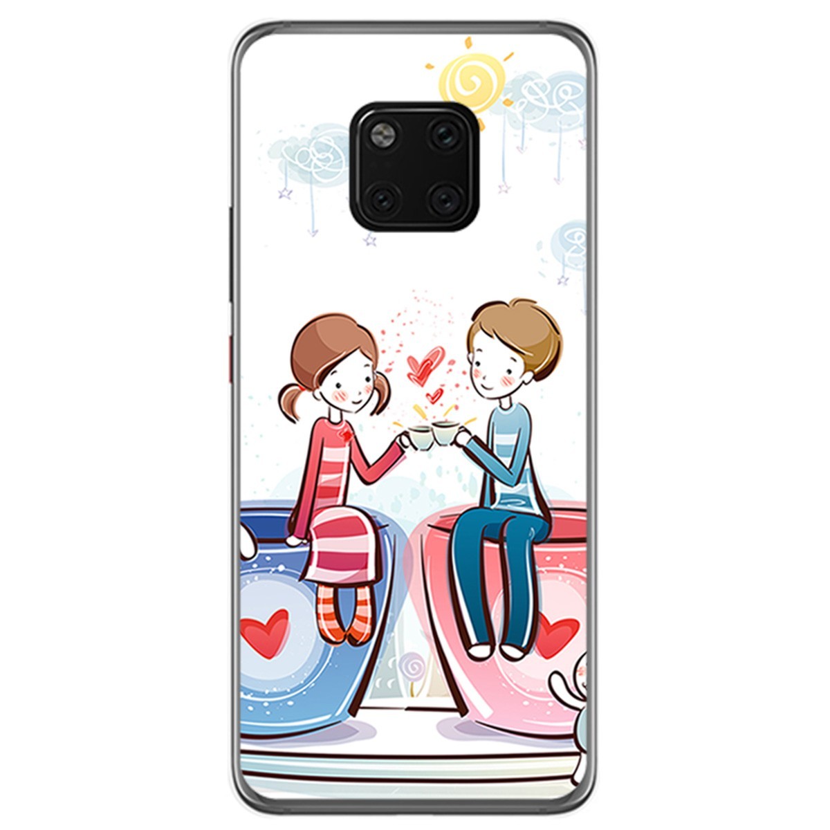 Funda Gel Tpu para Huawei Mate 20 Pro Diseño Café Dibujos