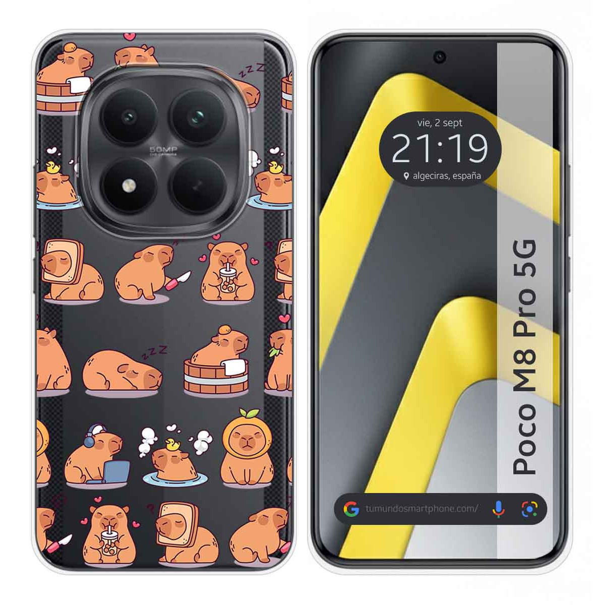 Funda Silicona Transparente para Xiaomi Poco M8 Pro 5G diseño Capibara 01 Dibujos