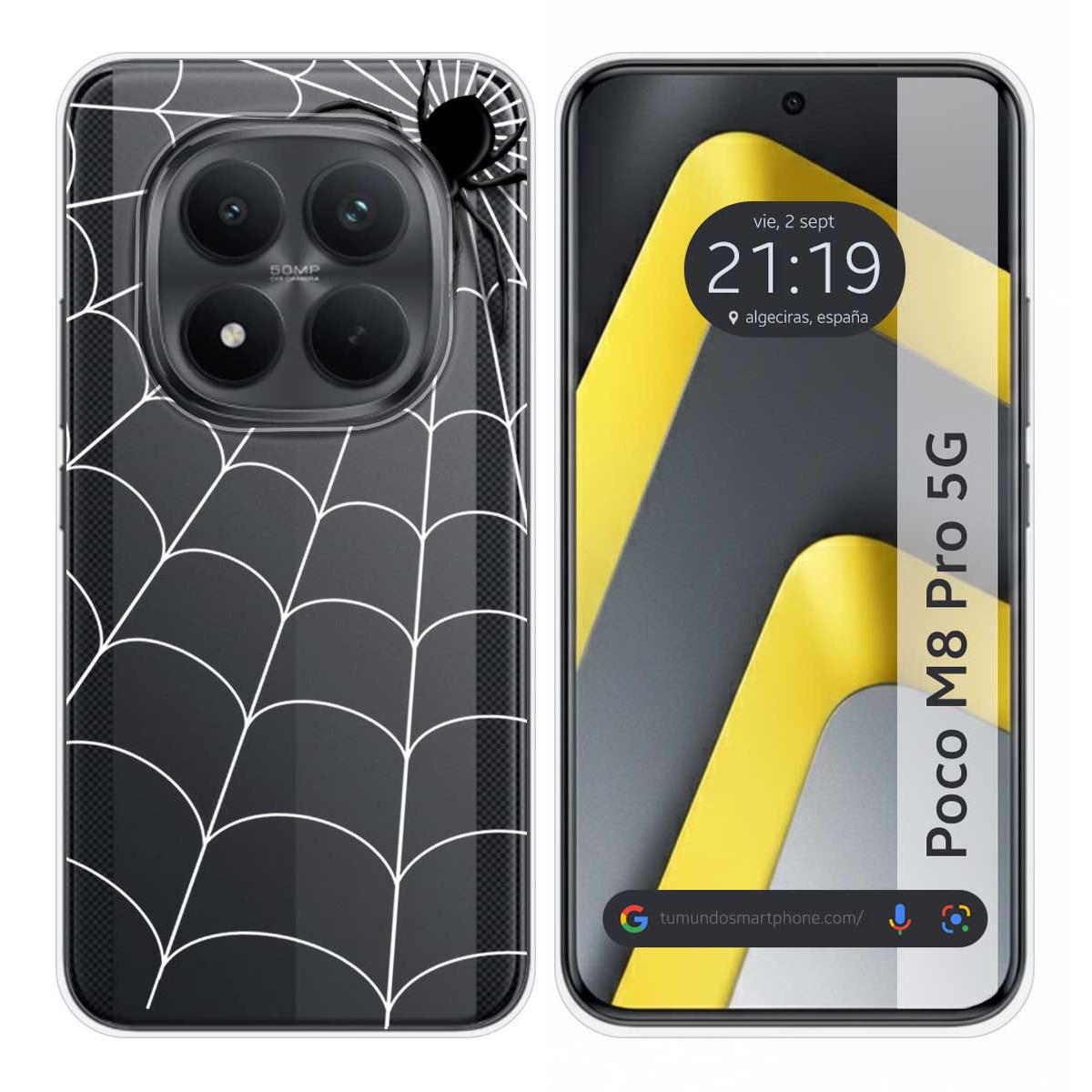 Funda Silicona Transparente para Xiaomi Poco M8 Pro 5G diseño Araña Dibujos