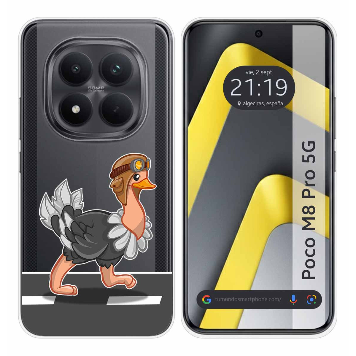 Funda Silicona Transparente para Xiaomi Poco M8 Pro 5G diseño Avestruz Dibujos