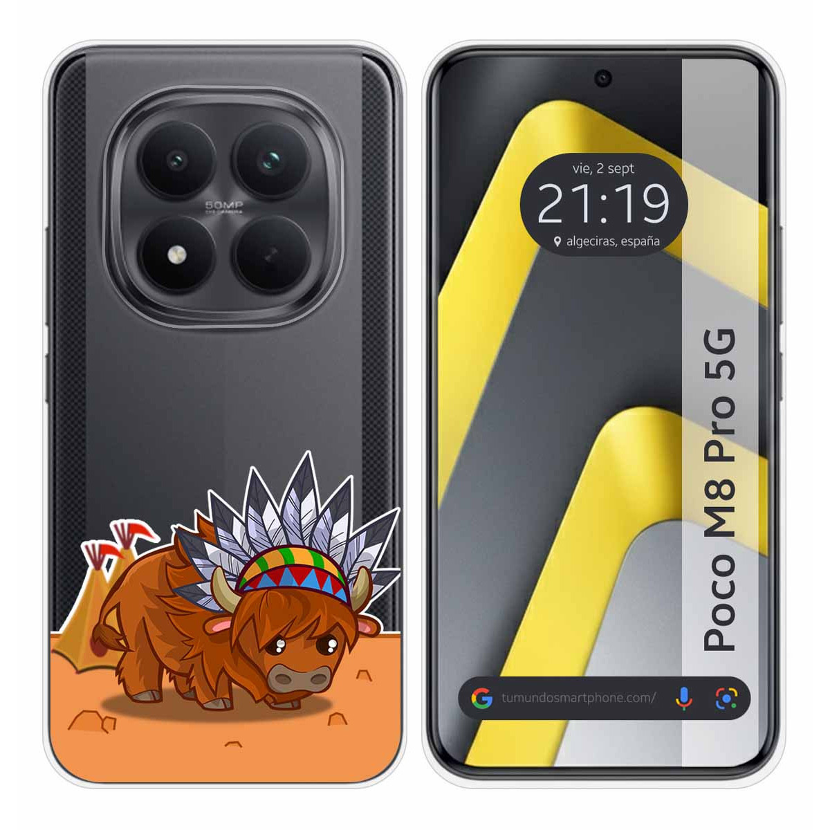 Funda Silicona Transparente para Xiaomi Poco M8 Pro 5G diseño Bufalo Dibujos