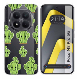 Funda Silicona Transparente para Xiaomi Poco M8 Pro 5G diseño Cactus Dibujos