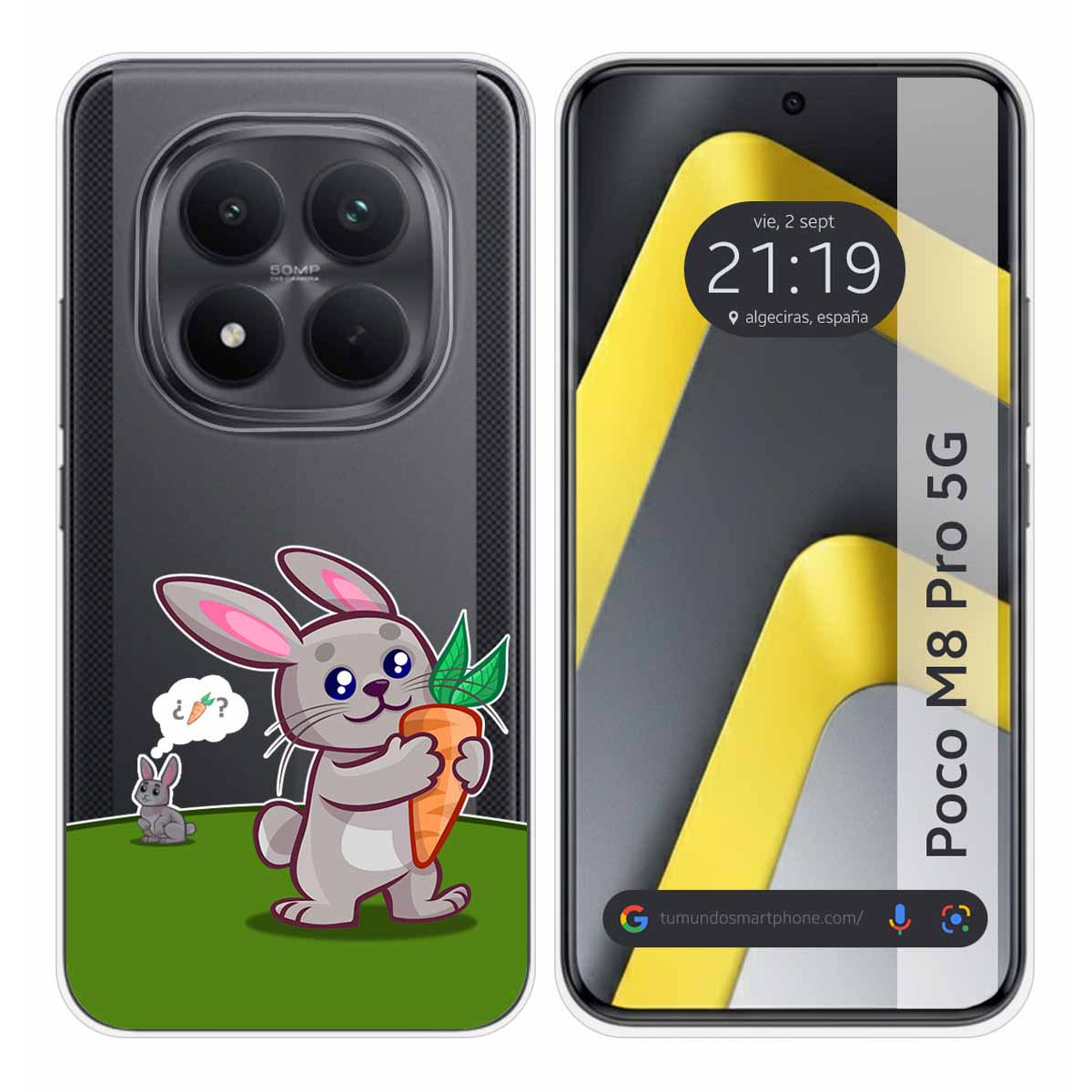 Funda Silicona Transparente para Xiaomi Poco M8 Pro 5G diseño Conejo Dibujos