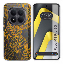 Funda Silicona Transparente para Xiaomi Poco M8 Pro 5G diseño Hojas Dibujos