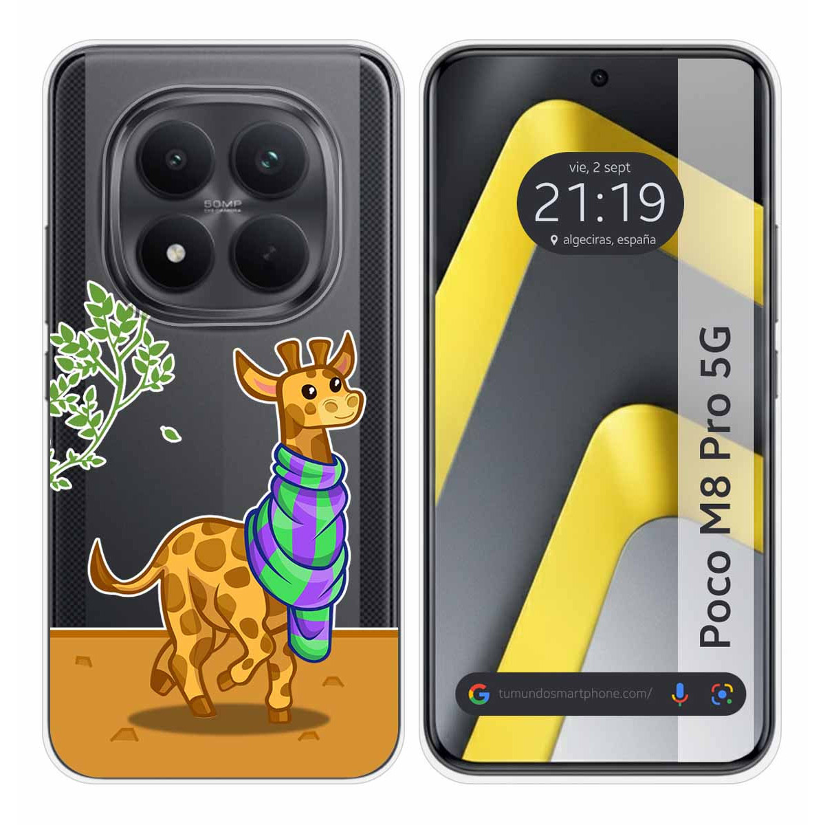 Funda Silicona Transparente para Xiaomi Poco M8 Pro 5G diseño Jirafa Dibujos