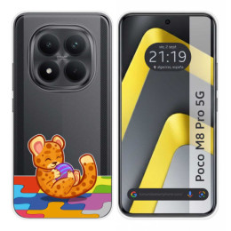 Funda Silicona Transparente para Xiaomi Poco M8 Pro 5G diseño Leopardo Dibujos