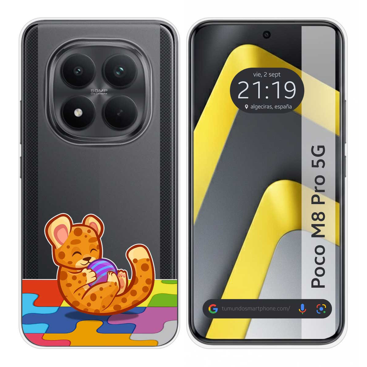 Funda Silicona Transparente para Xiaomi Poco M8 Pro 5G diseño Leopardo Dibujos