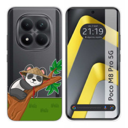Funda Silicona Transparente para Xiaomi Poco M8 Pro 5G diseño Panda Dibujos