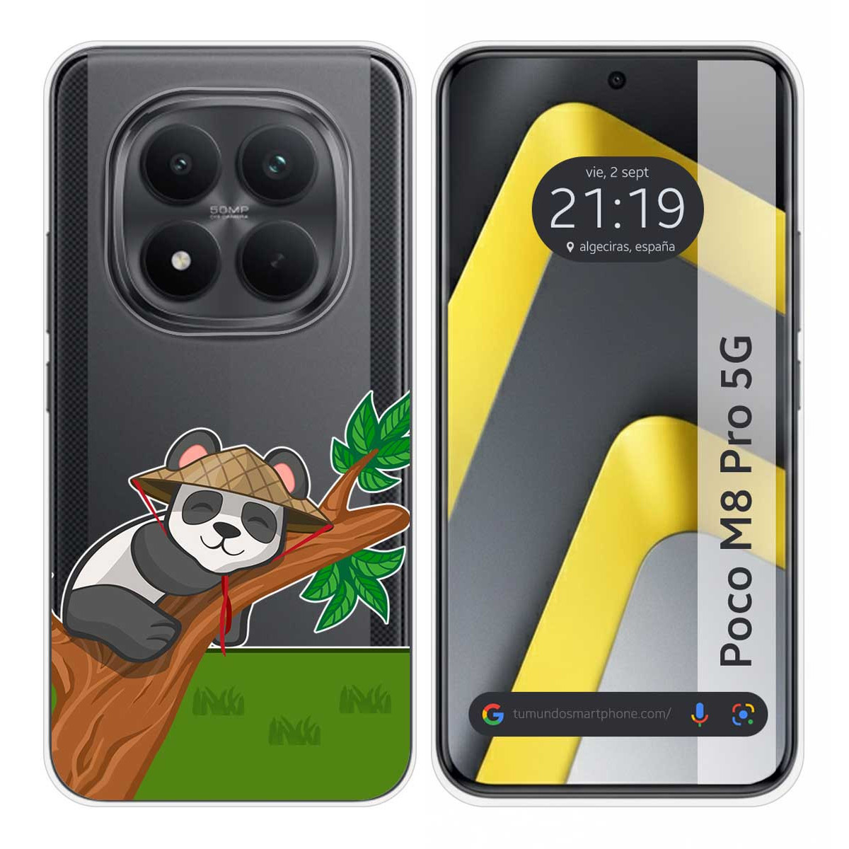 Funda Silicona Transparente para Xiaomi Poco M8 Pro 5G diseño Panda Dibujos