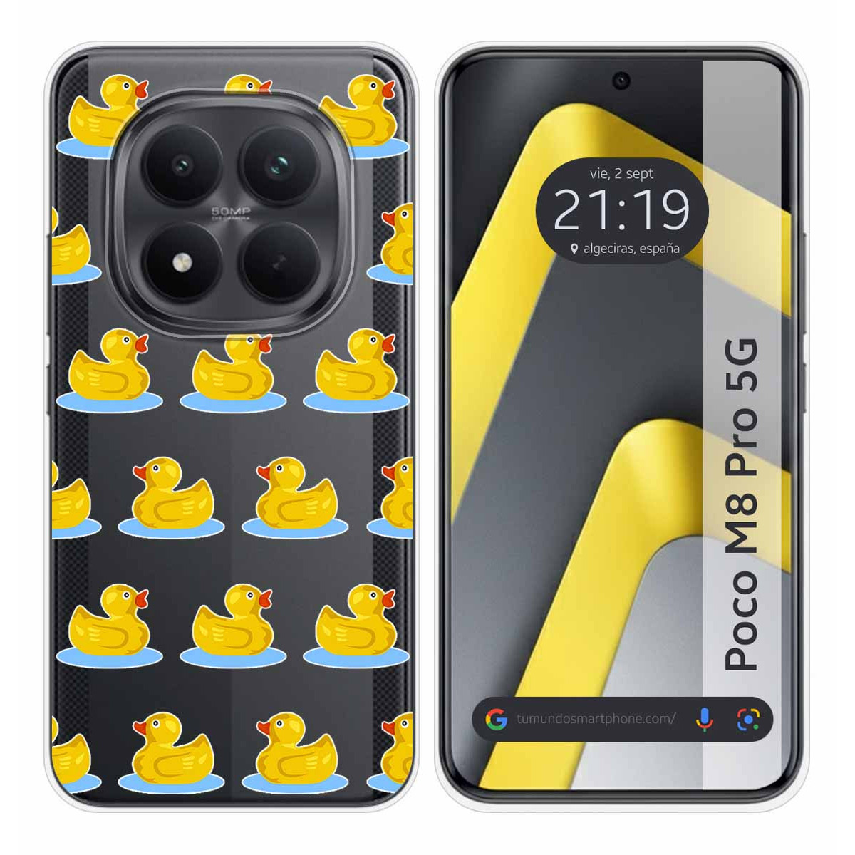 Funda Silicona Transparente para Xiaomi Poco M8 Pro 5G diseño Pato Dibujos