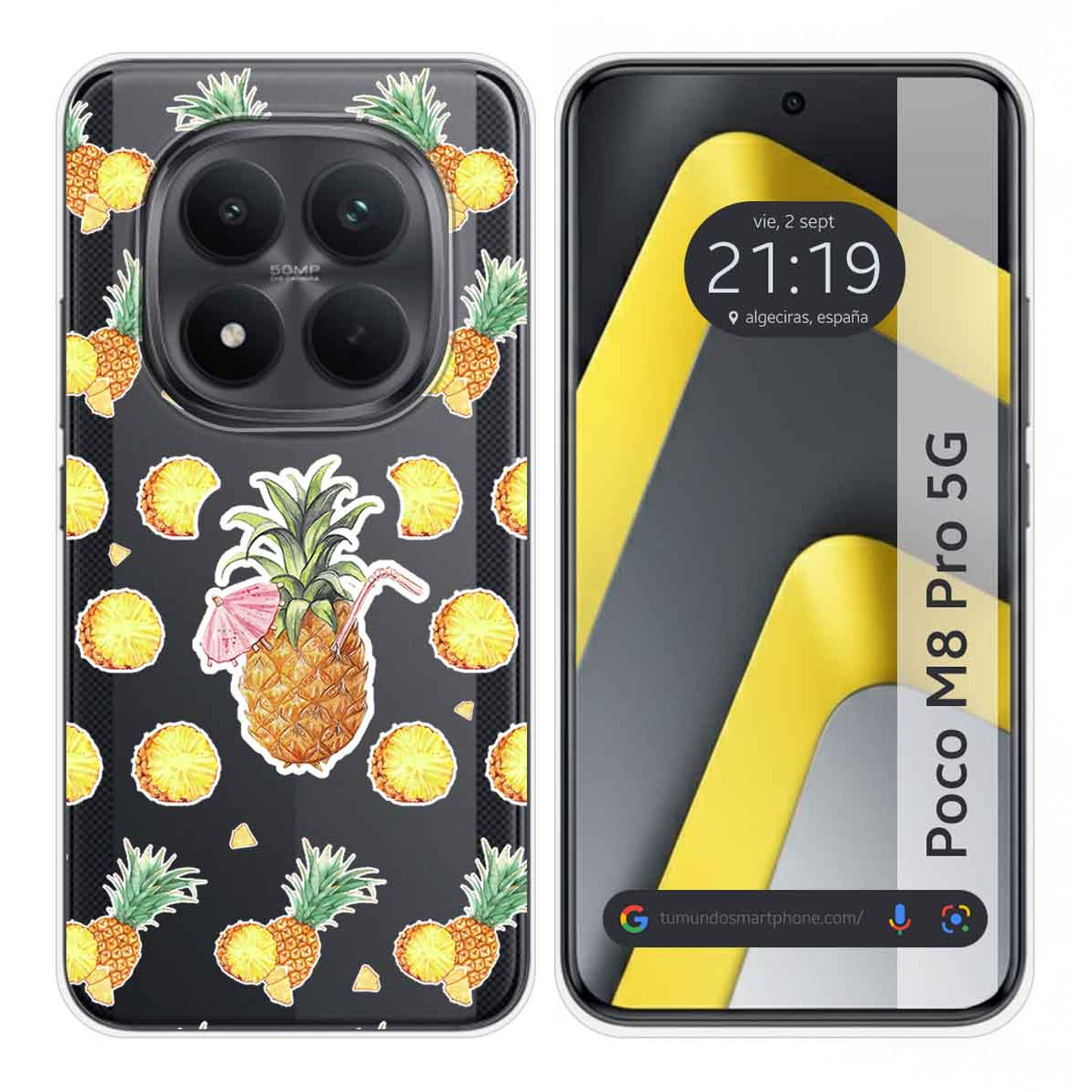 Funda Silicona Transparente para Xiaomi Poco M8 Pro 5G diseño Piña Dibujos