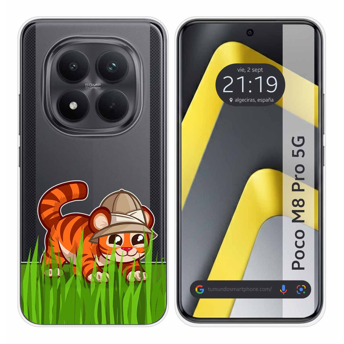 Funda Silicona Transparente para Xiaomi Poco M8 Pro 5G diseño Tigre Dibujos