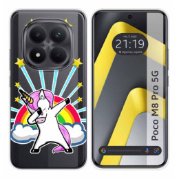 Funda Silicona Transparente para Xiaomi Poco M8 Pro 5G diseño Unicornio Dibujos