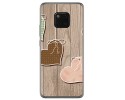 Funda Gel Tpu para Huawei Mate 20 Pro Diseño Corazones Madera Dibujos