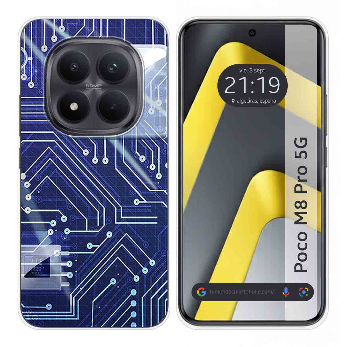 Funda Silicona para Xiaomi Poco M8 Pro 5G diseño Circuito Dibujos