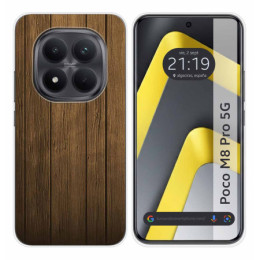 Funda Silicona para Xiaomi Poco M8 Pro 5G diseño Madera Dibujos