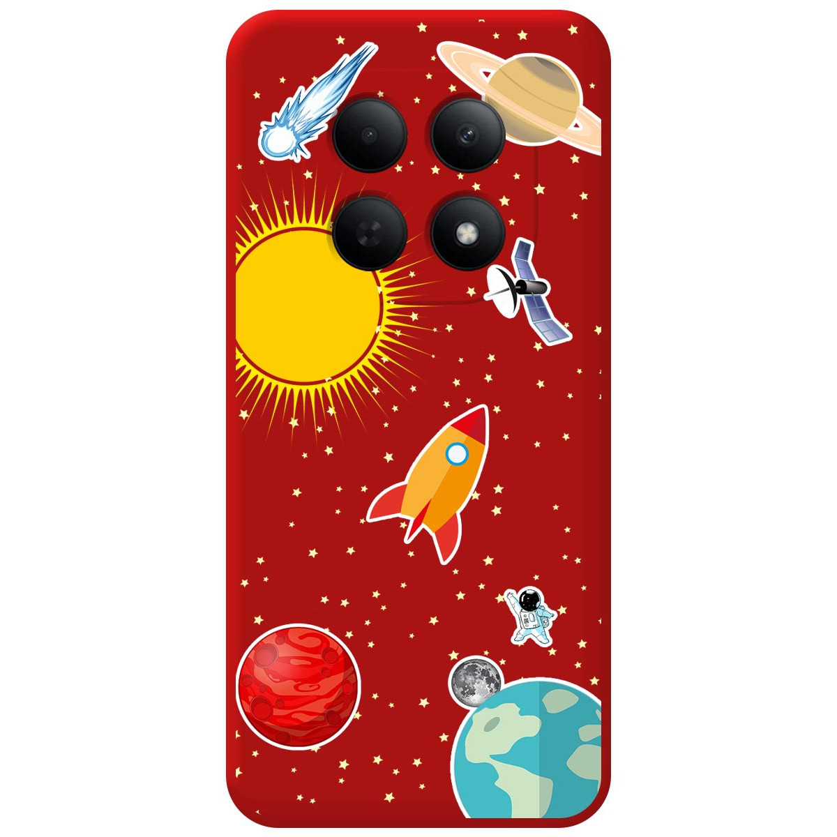 Funda Silicona Líquida Roja para Xiaomi Poco M8 Pro 5G diseño Espacio Dibujos