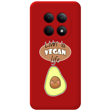 Funda Silicona Líquida Roja para Xiaomi Poco M8 Pro 5G diseño Vegan Life Dibujos