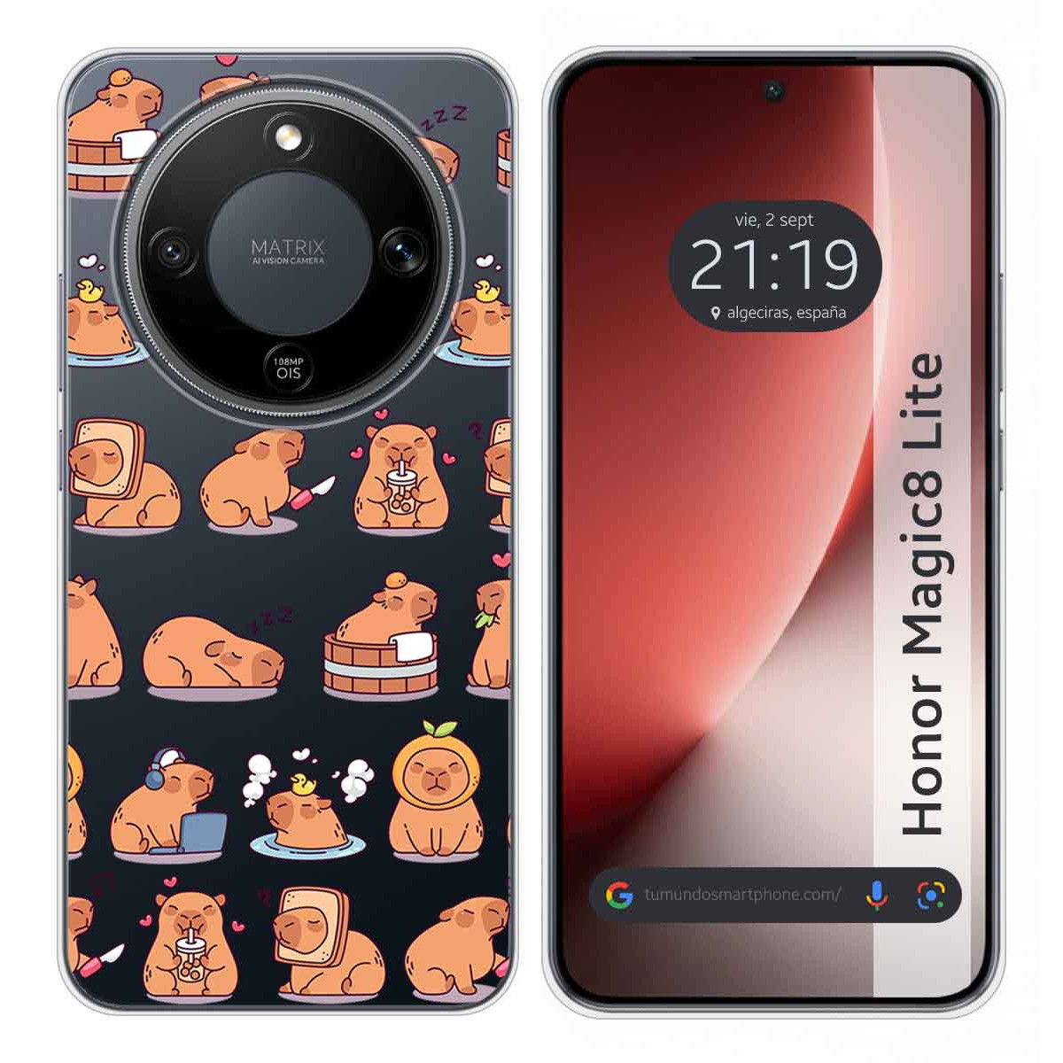 Funda Silicona Transparente para Huawei Honor Magic 8 Lite 5G diseño Capibara 01 Dibujos