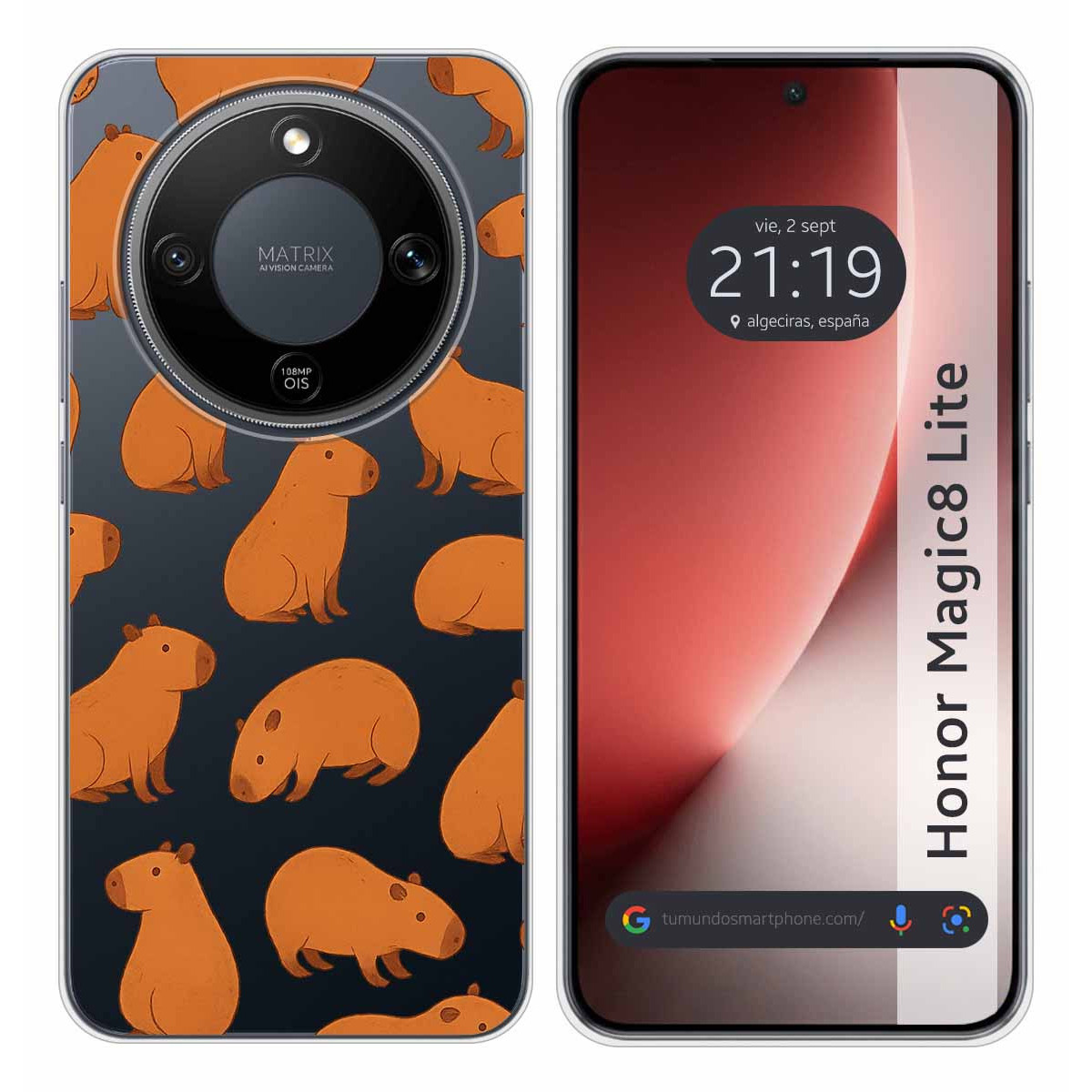 Funda Silicona Transparente para Huawei Honor Magic 8 Lite 5G diseño Capibara 02 Dibujos