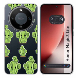 Funda Silicona Transparente para Huawei Honor Magic 8 Lite 5G diseño Cactus Dibujos
