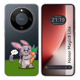 Funda Silicona Transparente para Huawei Honor Magic 8 Lite 5G diseño Conejo Dibujos
