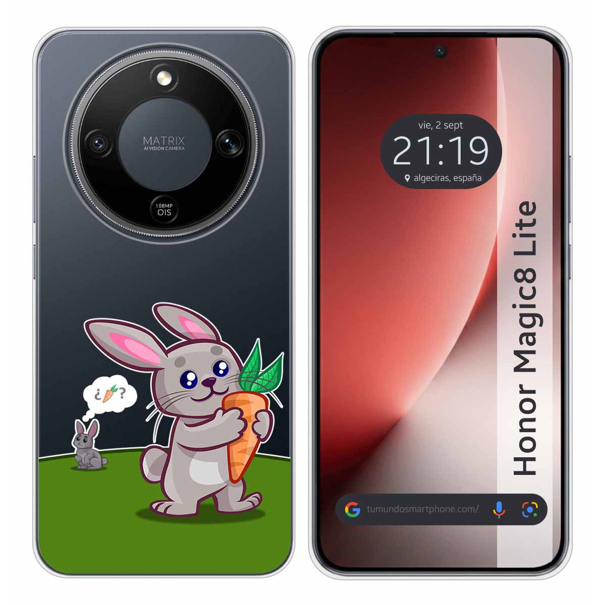 Funda Silicona Transparente para Huawei Honor Magic 8 Lite 5G diseño Conejo Dibujos