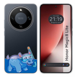 Funda Silicona Transparente para Huawei Honor Magic 8 Lite 5G diseño Hipo Dibujos