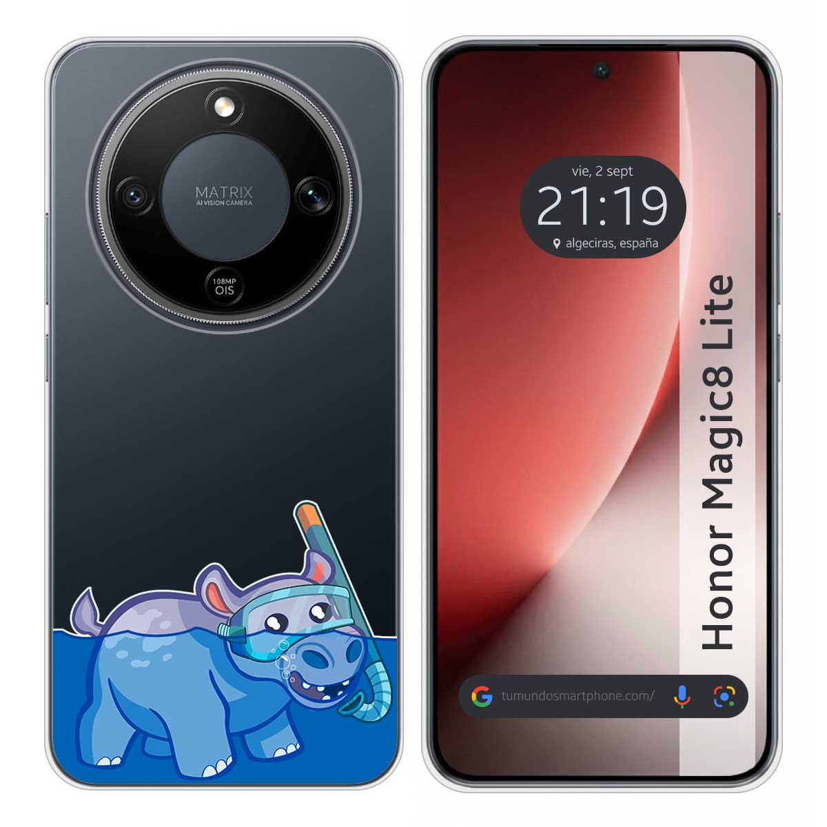 Funda Silicona Transparente para Huawei Honor Magic 8 Lite 5G diseño Hipo Dibujos