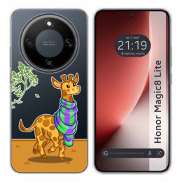 Funda Silicona Transparente para Huawei Honor Magic 8 Lite 5G diseño Jirafa Dibujos