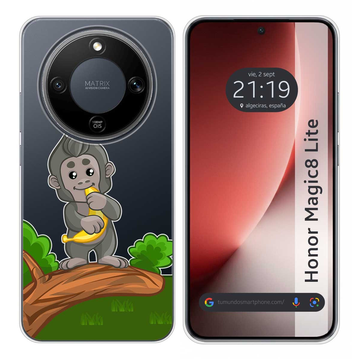 Funda Silicona Transparente para Huawei Honor Magic 8 Lite 5G diseño Mono Dibujos