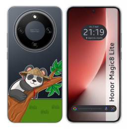Funda Silicona Transparente para Huawei Honor Magic 8 Lite 5G diseño Panda Dibujos