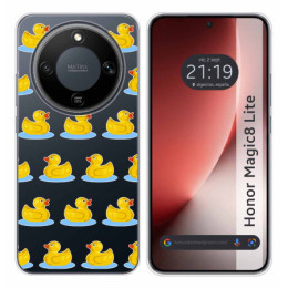 Funda Silicona Transparente para Huawei Honor Magic 8 Lite 5G diseño Pato Dibujos
