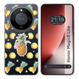 Funda Silicona Transparente para Huawei Honor Magic 8 Lite 5G diseño Piña Dibujos