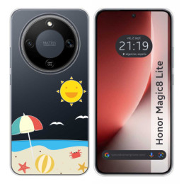 Funda Silicona Transparente para Huawei Honor Magic 8 Lite 5G diseño Playa Dibujos