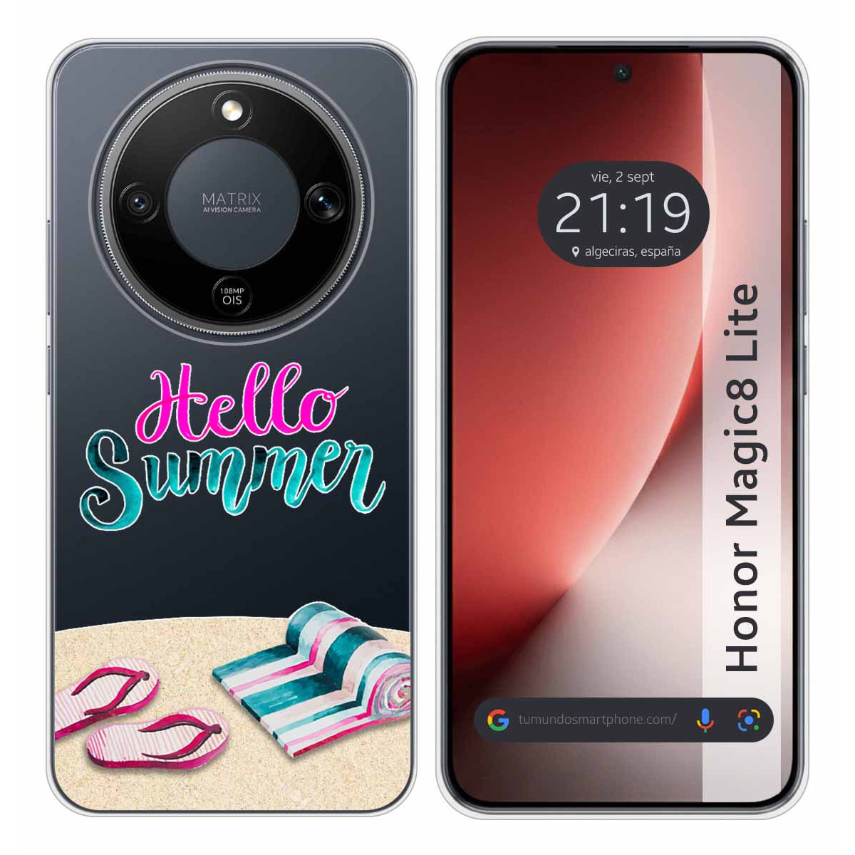 Funda Silicona Transparente para Huawei Honor Magic 8 Lite 5G diseño Summer Dibujos