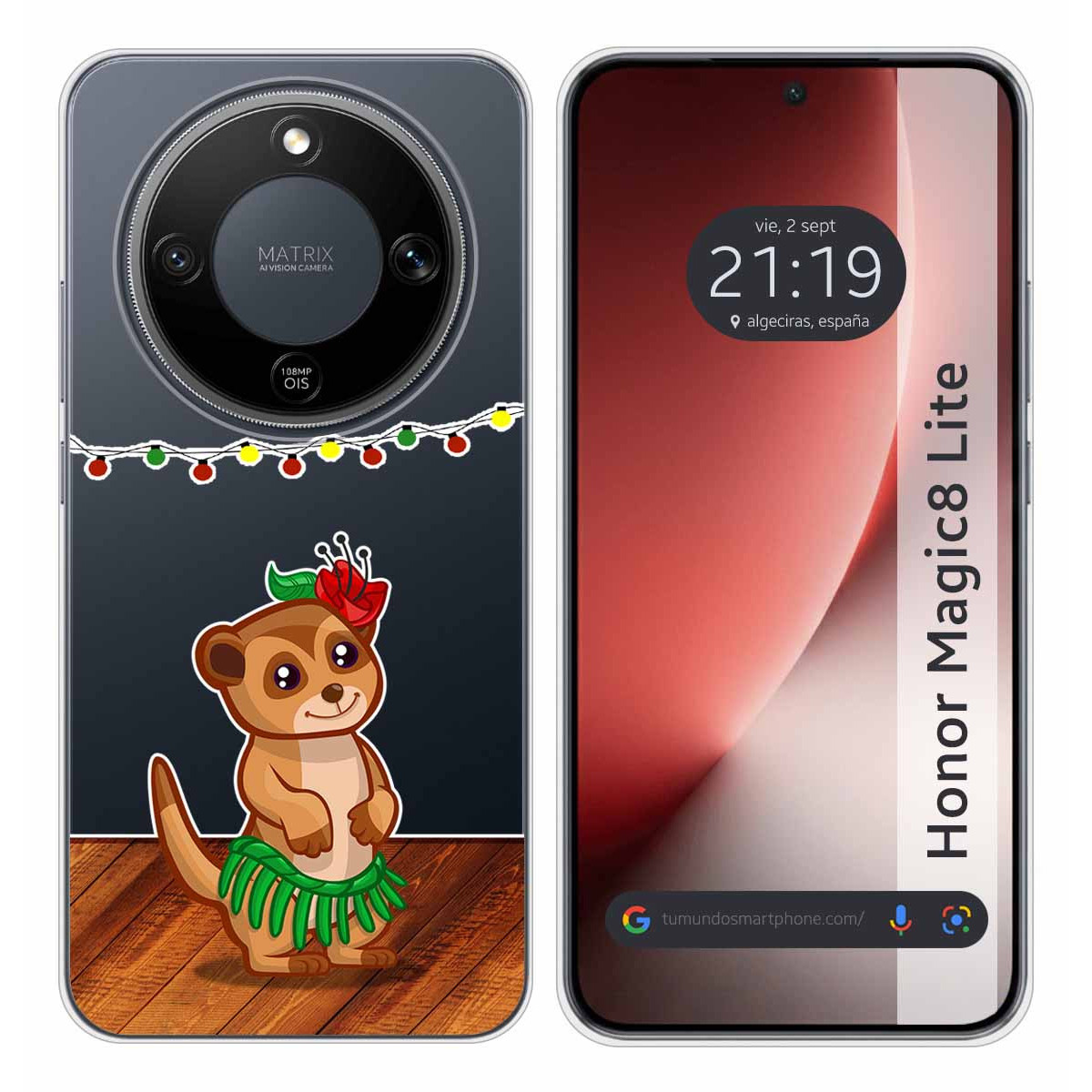 Funda Silicona Transparente para Huawei Honor Magic 8 Lite 5G diseño Suricata Dibujos