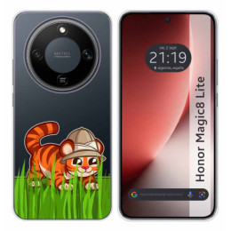 Funda Silicona Transparente para Huawei Honor Magic 8 Lite 5G diseño Tigre Dibujos