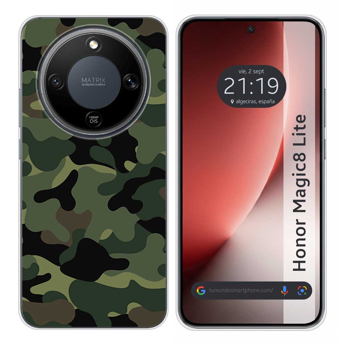 Funda Silicona para Huawei Honor Magic 8 Lite 5G diseño Camuflaje Dibujos