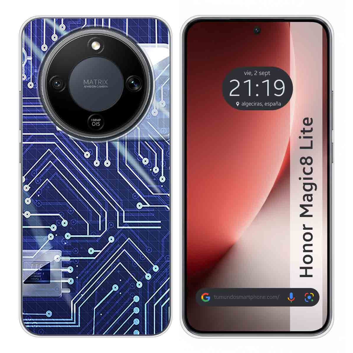 Funda Silicona para Huawei Honor Magic 8 Lite 5G diseño Circuito Dibujos