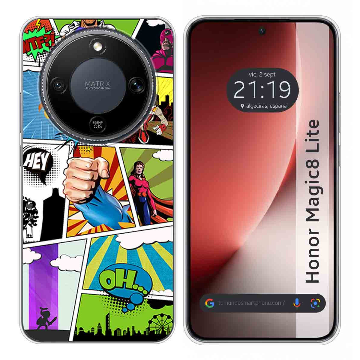 Funda Silicona para Huawei Honor Magic 8 Lite 5G diseño Comic Dibujos