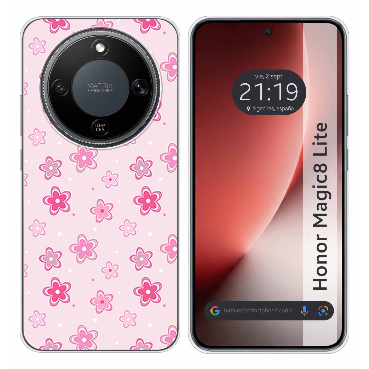 Funda Silicona para Huawei Honor Magic 8 Lite 5G diseño Flores Dibujos