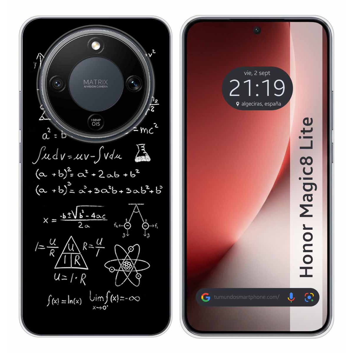 Funda Silicona para Huawei Honor Magic 8 Lite 5G diseño Formulas Dibujos