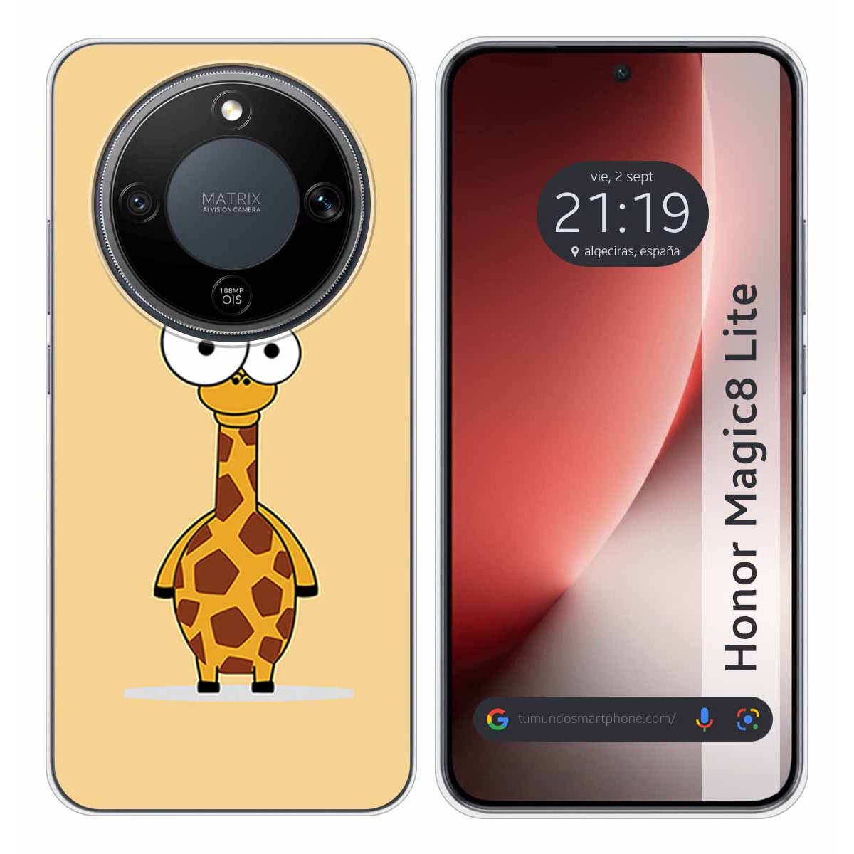 Funda Silicona para Huawei Honor Magic 8 Lite 5G diseño Jirafa Dibujos