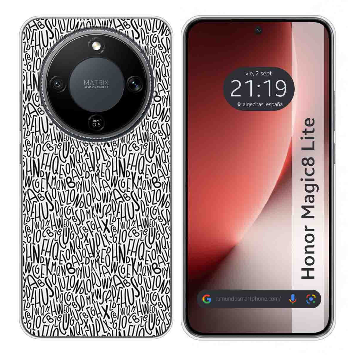 Funda Silicona para Huawei Honor Magic 8 Lite 5G diseño Letras Dibujos